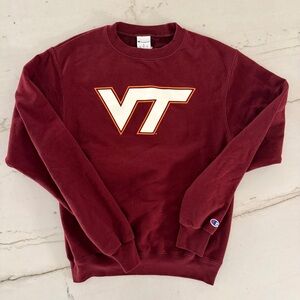 Virginia Tech Champion Sweatshirt Mens Small Maroon Crewneck Pullover